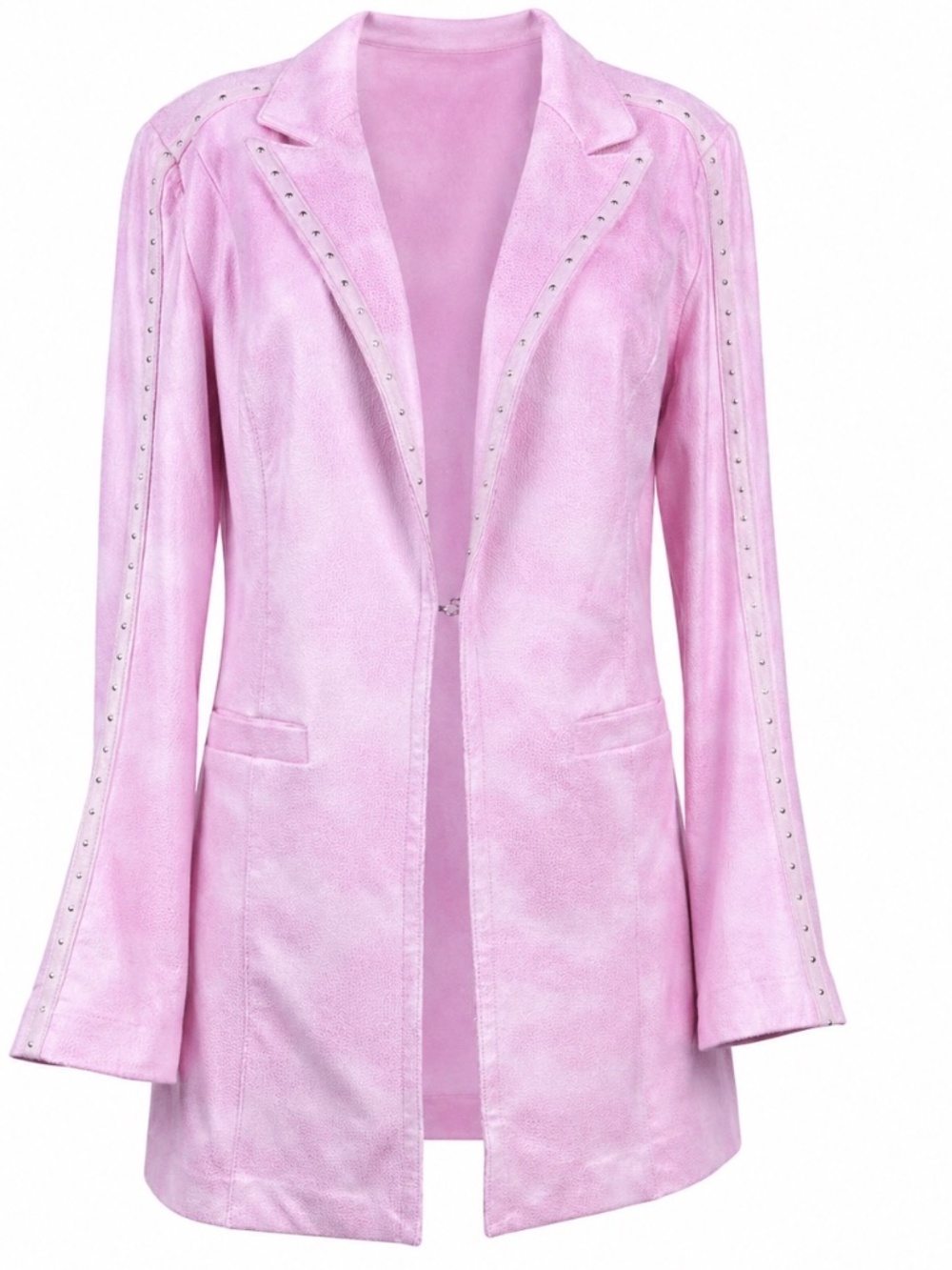 Pink Studded Faux Leather Blazer Jacket Size 4